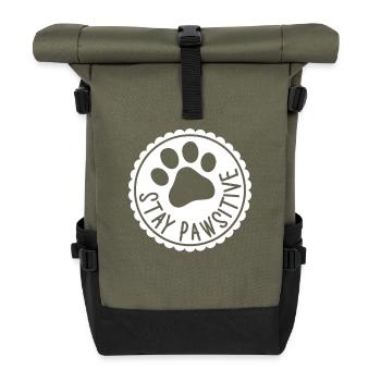 Stay Pawsitive - Roll Top Backpack - olive/black - Front