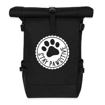 Stay Pawsitive - Roll Top Backpack - black - Front