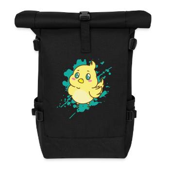 Vögelchen im japanischen Kawaii Stil Tier - Rolltop Rucksack - Schwarz - Vorne