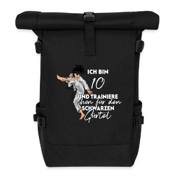 Ich bin 10 - Jungen Karate - Rolltop Rucksack - Schwarz - Vorne