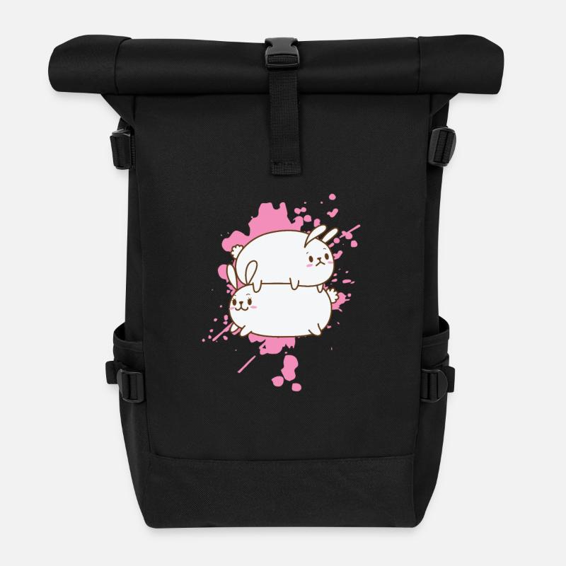 Katzen im japanischen Kawaii Stil süß - Rolltop Rucksack - Schwarz