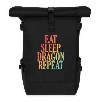 Eat Sleep Dragon Repeat Märchen Drache - Rolltop Rucksack - Schwarz - Vorne