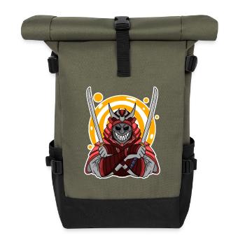 Motif de samouraï - Sac à dos roll top - olive/noir - Devant