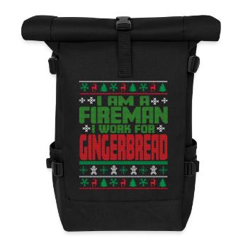 Fireman Christmas Saying - Roll Top Backpack - black - Front