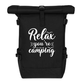 Entspannen, auf dem Campingplatz Wandershirt - Rolltop Rucksack - Schwarz - Vorne