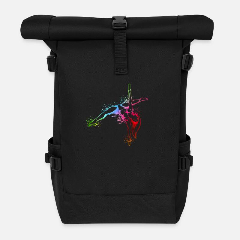 Farbenfrohe Pole Fitness Tänzerin - Rolltop Rucksack - Schwarz