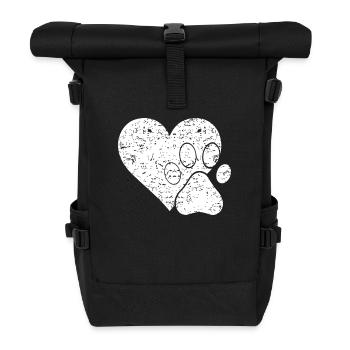 Paw heart - Roll Top Backpack - black - Front