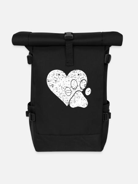 Pfotenherz - Rolltop Rucksack - Schwarz