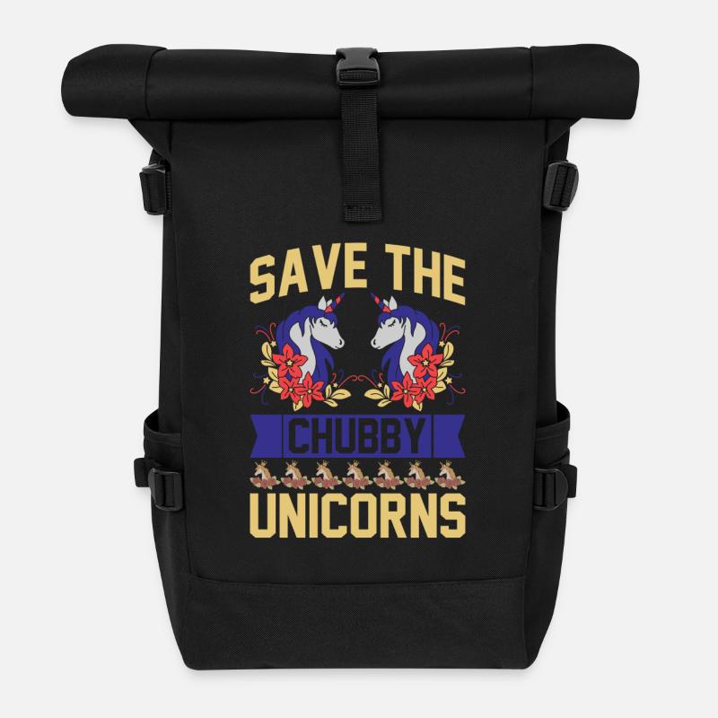 Rettet die pummeligen Einhörner Unicorn - Rolltop Rucksack - Schwarz