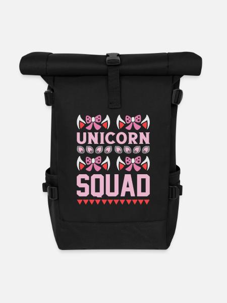 Einhorn Unicorn Squad - Rolltop Rucksack - Schwarz