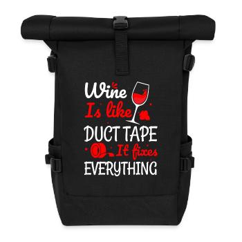 Wein ist wie Klebeband - Rolltop Rucksack - Schwarz - Vorne