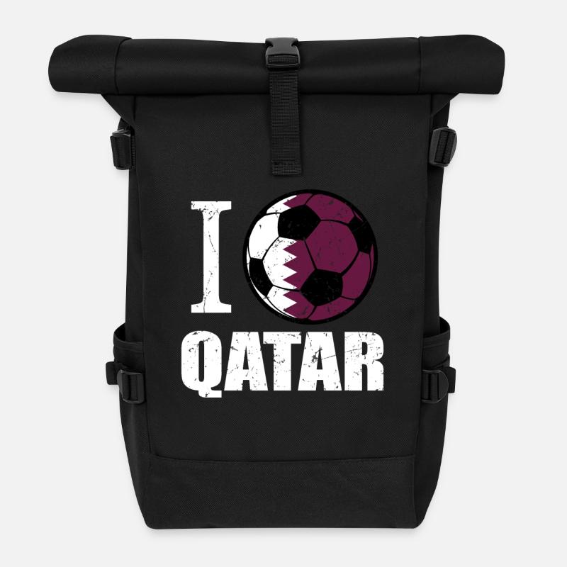 Katar Fußball - Rolltop Rucksack - Schwarz