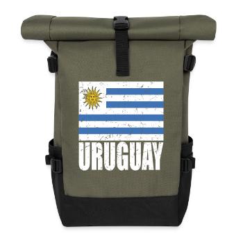 Uruguay Fahne - Rolltop Rucksack - Olive/Schwarz - Vorne
