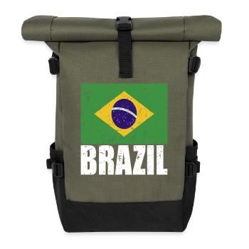Brazil Flag - Roll Top Backpack - olive/black - Front