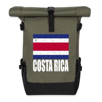 Costa Rica Fahne - Rolltop Rucksack - Olive/Schwarz - Vorne