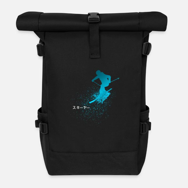 Skier, Ski, Japanese - Rolltop Rucksack - Schwarz