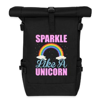 Glitzern wie ein Einhorn Unicorn - Rolltop Rucksack - Schwarz - Vorne