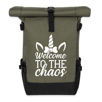 Welcome to Chaos Unicorn - Roll Top Backpack - olive/black - Front