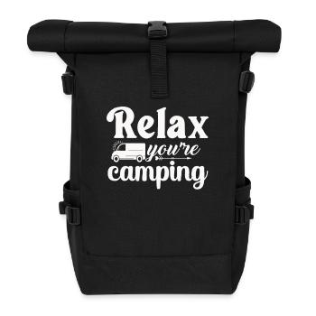 Hiking Nature Mountain Mountains - Roll Top Backpack - black - Front