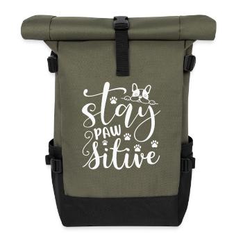 Stay pawsitive - Roll Top Backpack - olive/black - Front