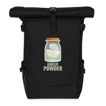 Garlic Powder Gewürz Geschmack Essen Kochen - Rolltop Rucksack - Schwarz - Vorne