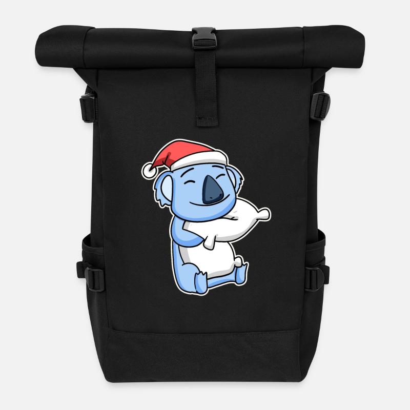 Koala Weihnachten Schlafen Schlaf Ausschlafen - Rolltop Rucksack - Schwarz