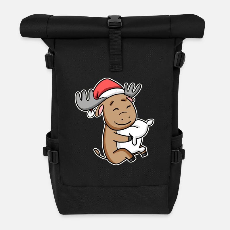 Elch Weihnachten Schlafen Schlaf Ausschlafen - Rolltop Rucksack - Schwarz