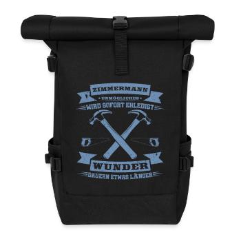 Zimmermann Unmögliches wird sofort erledigt - Rolltop Rucksack - Schwarz - Vorne
