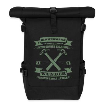 Zimmermann Unmögliches wird sofort erledigt - Rolltop Rucksack - Schwarz - Vorne