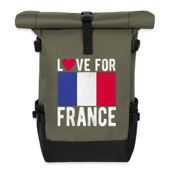 Français drapeau - Sac à dos roll top - olive/noir - Devant