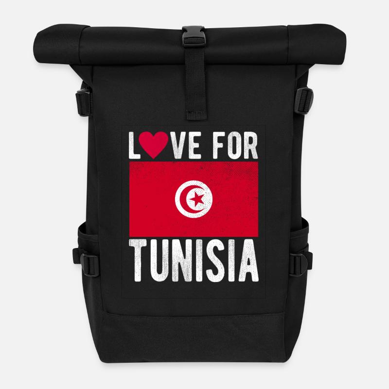 Drapeau de la Tunisie - Sac à dos roll top - noir
