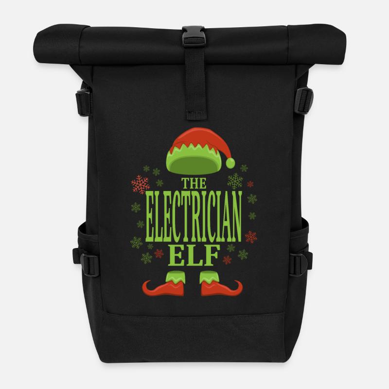 Elektriker Weihnachtself - Rolltop Rucksack - Schwarz