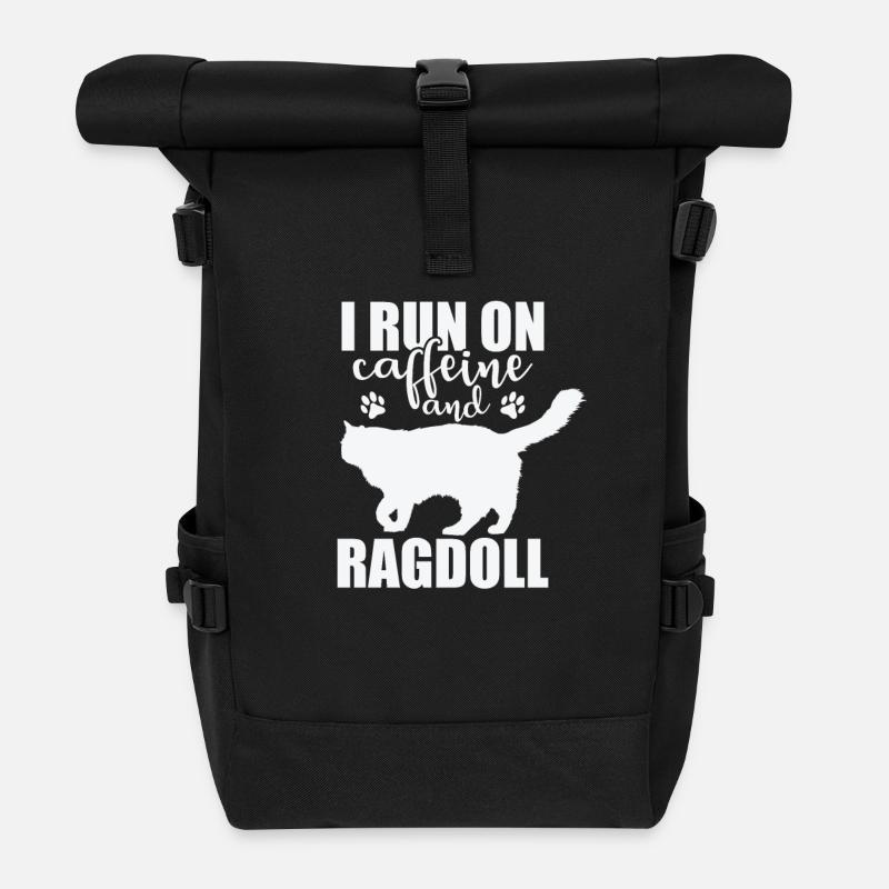I Run on Caffeine and Ragdoll Hauskatze - Rolltop Rucksack - Schwarz