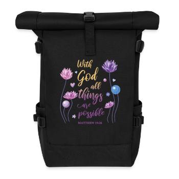 Religiöses Zitat Christlich Geschenk - Rolltop Rucksack - Schwarz - Vorne