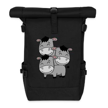Niedliche Esel - Rolltop Rucksack - Schwarz - Vorne