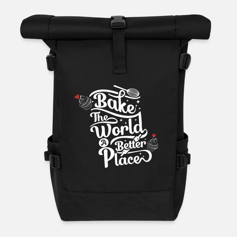Bake the World a Better Place - Baking Lovers - Rolltop Rucksack - Schwarz