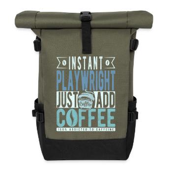 Dramatist Coffee Saying - Roll Top Backpack - olive/black - Front