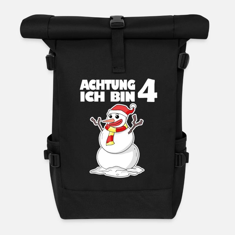 4.Geburtstag 4 Jahre alt Schneemann Geschenk - Rolltop Rucksack - Schwarz
