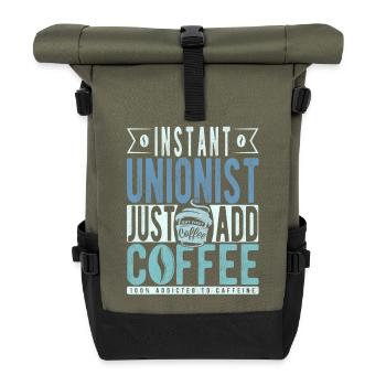 Unionist coffee saying - Roll Top Backpack - olive/black - Front