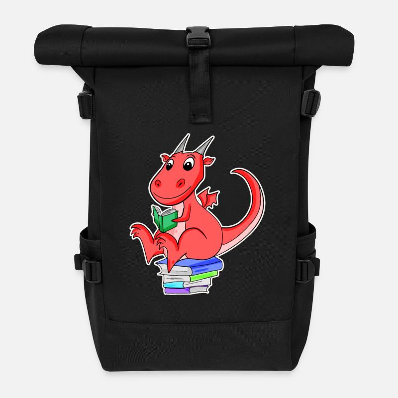 Bücher Drache Drachen - Rolltop Rucksack - Schwarz