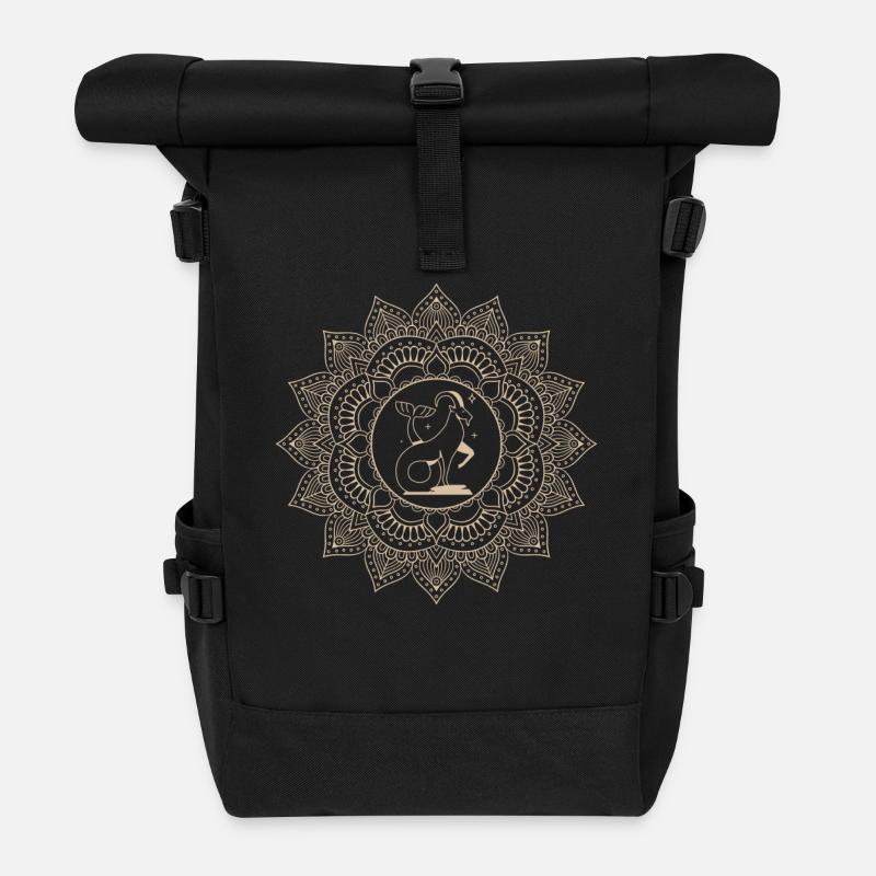 Steinbock sternzeichen Mandala - Rolltop Rucksack - Schwarz