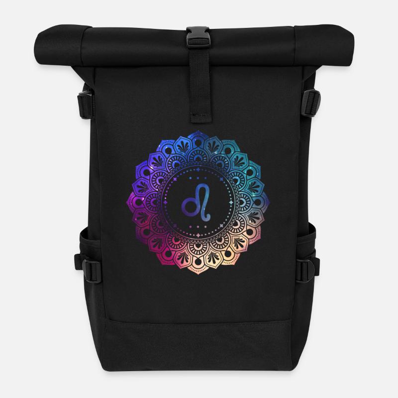 Löwe Sternzeichen Symbol Mandala - Rolltop Rucksack - Schwarz