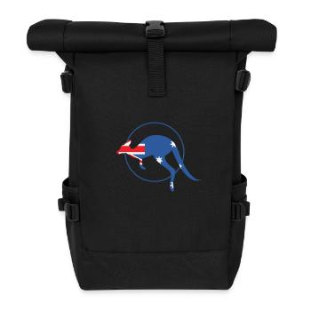 Känguru mit Australischer Flagge Australien - Rolltop Rucksack - Schwarz - Vorne