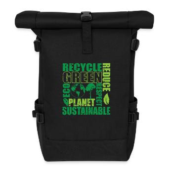 Recycler Green Eco Planet Réduire le respect - Sac à dos roll top - noir - Devant