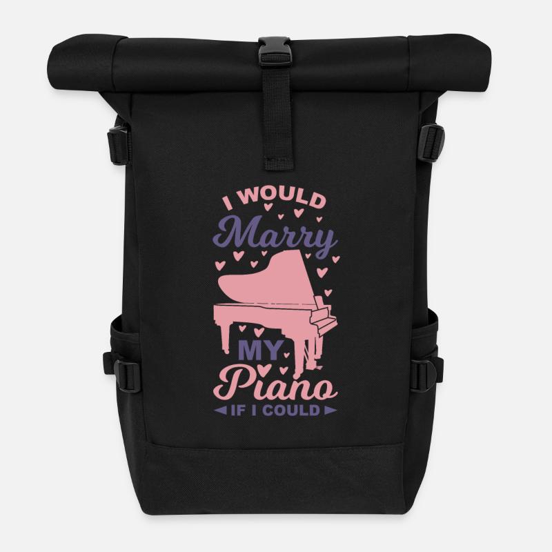 Klavier Spruch - Rolltop Rucksack - Schwarz