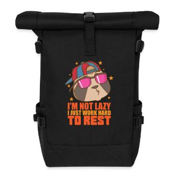 I'm not Lazy I Just work Hard to Rest Sloth - Roll Top Backpack - black - Front