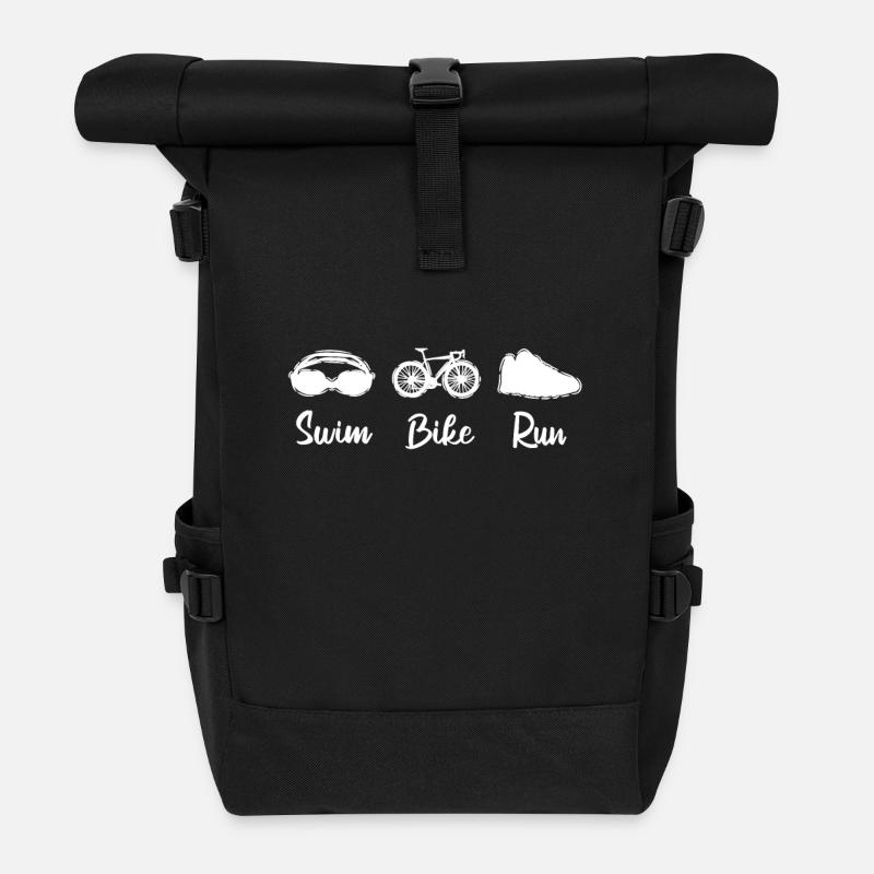 Triathlon Schwimmer Biker Läufer - Rolltop Rucksack - Schwarz