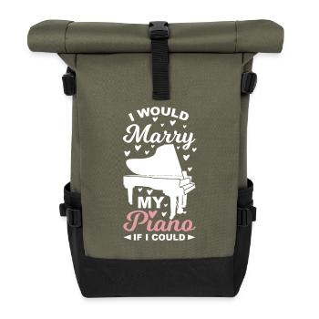 Piano Lover Wit - Roll Top Backpack - olive/black - Front