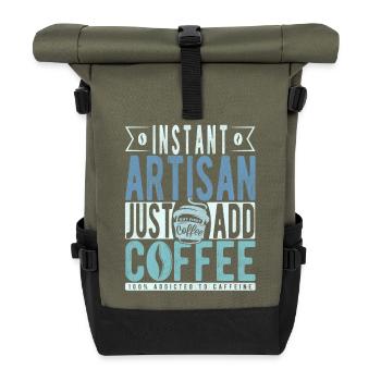 Buchalter coffee saying - Roll Top Backpack - olive/black - Front