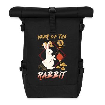 Hase Chinesisches Sternzeichen - Rolltop Rucksack - Schwarz - Vorne